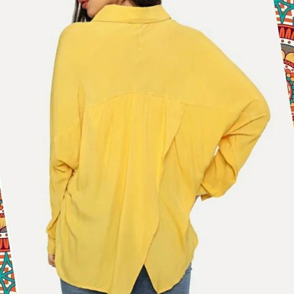 High Low Split Back Button Tie Up Tunic - Picture 2 of 7